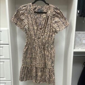 Anthropologie Tan and Black Animal Print Mini Dress